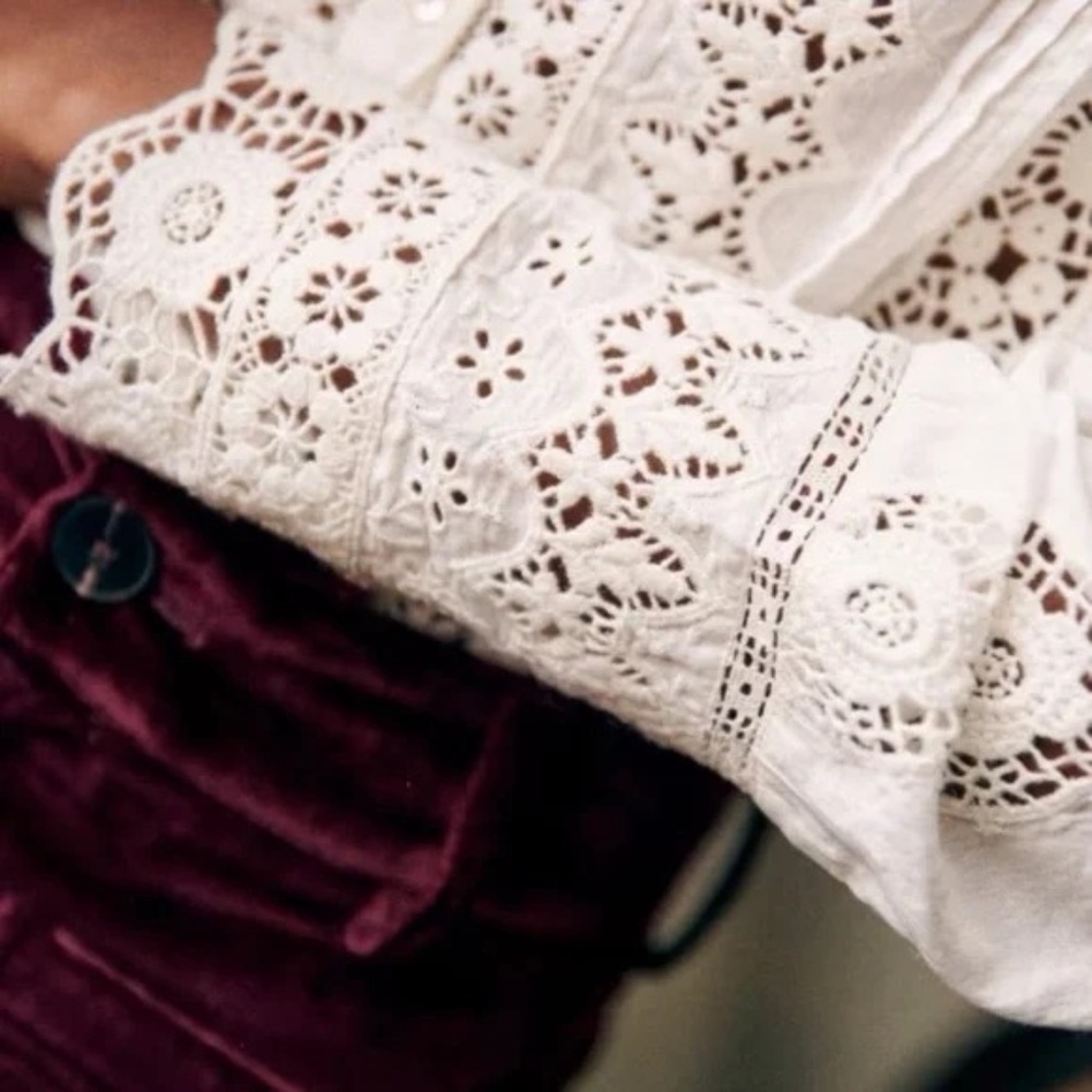 Sezane Rym Shirt Ecru NWT 36 - Picture 3 of 8